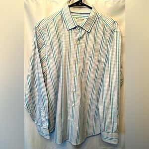 Tommy Bahama Size Large Sarasota Stretch White Aqua Blue IslandZone® Shirt